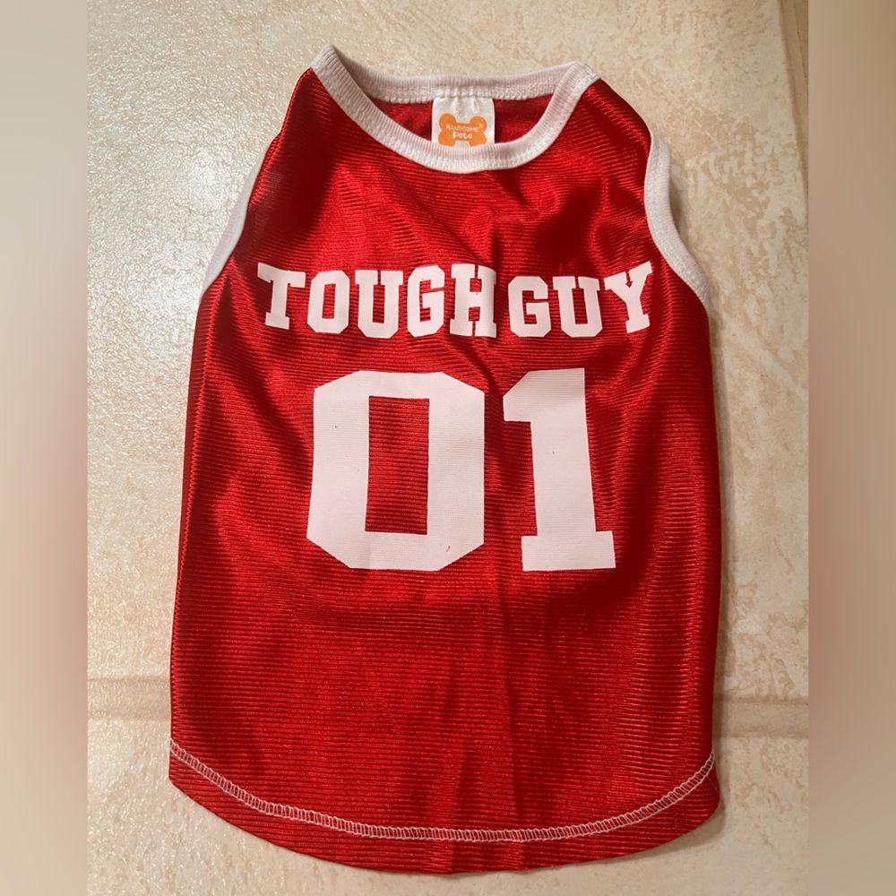 Pet “Tough Guy 01” Red/White Jersey - Like New!
